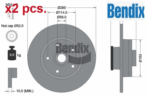 Pcs rear brake disc - x2,