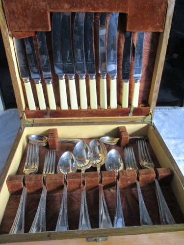 Vintage faux bone silver - bone,