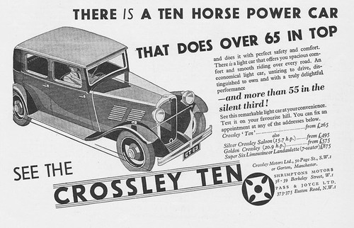 Crossley motor cars - 'the, ten'