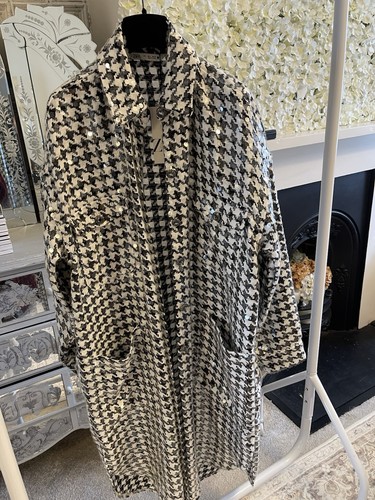 Zara blk white dogtooth check - white,