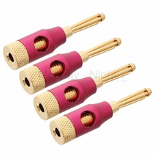 4PCS Audio Speaker Pin Connectors Gold Plated 4mm Banana Plugs Red