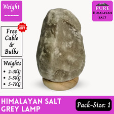 Himalayan Rock Salt Lamp Grey Rare Crystal Natural Healing Stone Warm Lighting