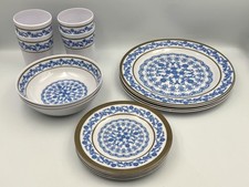15 Piece Melamine Picnic Ware Blue & White Barbeque Camping Set (New)
