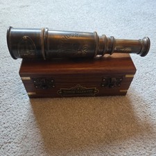  Brass Telescope with Wooden Box _ Nautical Spyglass Maritime Home Decor