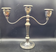 Vintage Silver Plated Three Arm Candelabra Round Base 9.75" tall