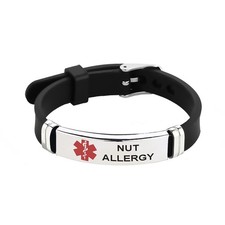 Nut Allergy Medical Alert ID Bracelet Silicone for Women Men Seniors Emergency