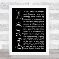 Beauty And The Beast Black Script Song Lyric Quote Print