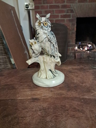 Resin owl ornament marble - resin,
