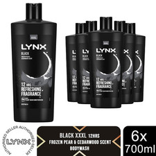 Lynx XXXL Black Shower Gel with Frozen Pear & Cedarwood Fragrance 700ml, 6 Pack