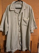 Tevin Vincent Palm Tree Print silk Frilled Shirt L