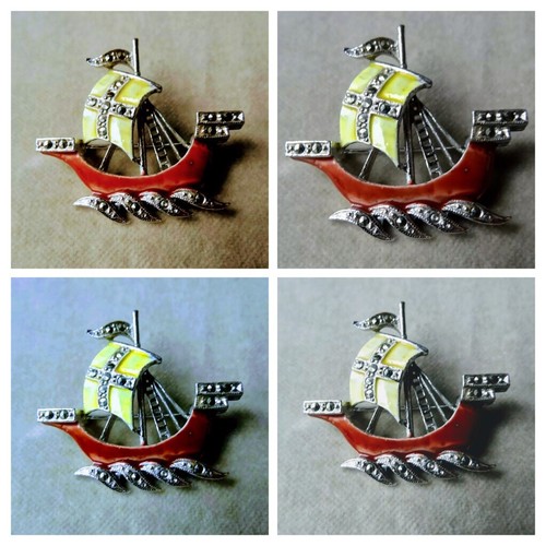 Vintage enamel marcasite - enamel,