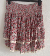 JOE BROWNS - FLORAL BOHO RARA LACE TRIM SKIRT w ELASTICATED SHIRRED WAIST - 14