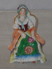 Antique Chelsea? Samson? Gold Anchor Mark Porcelain Lady In Chair Figure 10cms