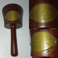 Antique Oak Wood Treen Tactile Stonemasons Memorial Mallet Burniston Chapel 1903