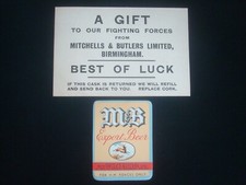 M&B - Export Beer - HM Forces Only - Vintage Beer Label With Gift Card WW2