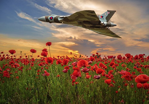 Avro vulcan xh558 over poppy - xh558,