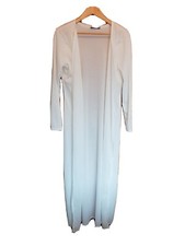 BOOHOO Women's longline Ribbed cardigan, Housecoat, Sz XL White, Excellent Cond