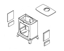 Set of 4 Side Bricks to Suit Yeoman Exmoor Stove, 196x230 -168x91x20 bevel edges