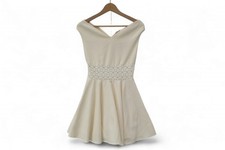 Maje Skater Dress UK 8 XS Cream Ivory Sleeveless Off the Shoulder Preloved