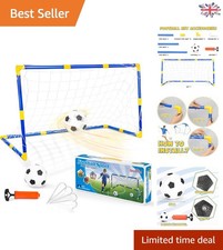 Lightweight Kids Soccer Goal Posts with Ball Pump - Perfect for Training & Games