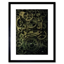 Photo Composition Cog Clock Mechanism Spring Coil Framed Print 12x16 Inch