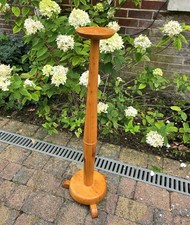 Vintage Oak Wood Plant Stand Table Lamp Tripod Legs Rustic Cottage 90 Cm 2 Avail