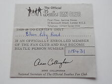 THE BEATLES ORIGINAL 1967-1969  BEATLES FAN CLUB MEMBERSHIP CARD 118431