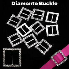 10/25/50pcs Diamante Rhinestone Square Buckles Ribbon Sliders for Clothing Belts