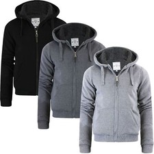 Brave Soul Mens Fleece Faux Fur Lined Hoodie Jackets Quilted Winter Warm New