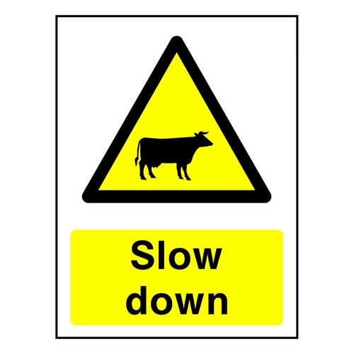 Cattle slow down sign - slow,