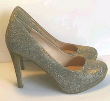 NEW LOOK SIZE 6 SILVER GOLD SPARKLY HIGH HEEL COURT SHOES B170102525B2/23A