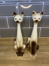 Pair Vintage Ceramic Siamese