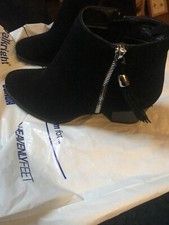 Lilley Womens Boot Black Zip Up Faux Suede Heeled Ankle Boot Mel shoezone SIZE