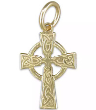 9ct yelow gold Celtic cross pendant necklace love knot new boxed