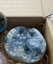 0.1-0.15 KG Natural Blue Celestite Geode Quartz Crystal Mineral Specimen Healing