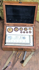 Antique Vintage apothecary weights brass wood laboratory chemist science school