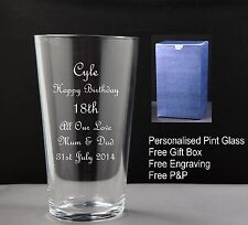 Personalised Pint Glass Birthday Gift 18th,21st 30th 40th 50th 60th 70th 80th