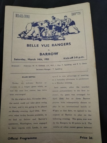 Vintage rugby league programme - vintage,