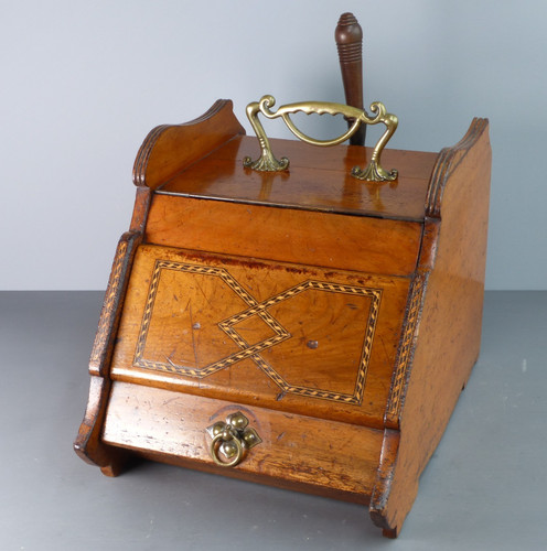 Vintage wooden coal scuttle - wooden,