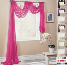 HANGING PLAIN VOILE NET CURTAIN SCARF 3 or 5 meter - Many Colours - FREE POST