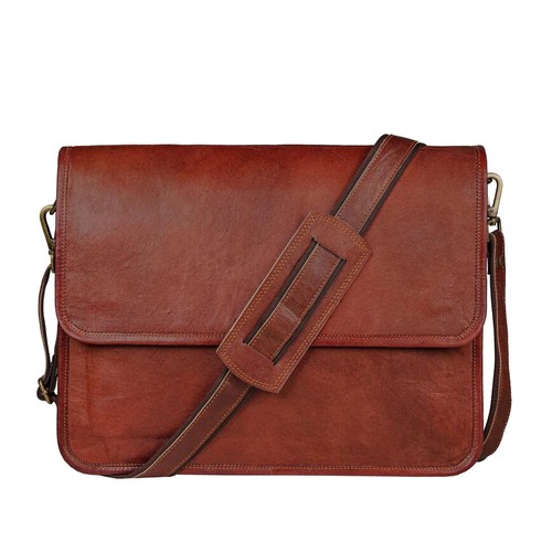 Leather messenger briefcase - leather,