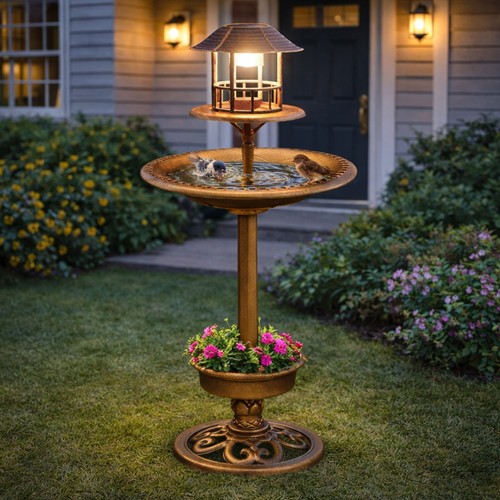 Solar bird bath feeder garden - bath,