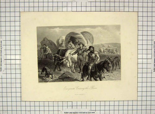 Original old antique print - old,
