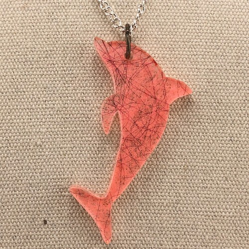 Pink dolphin pendant necklace - dolphin,