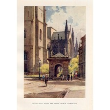 LEAMINGTON Old Well House & Parish Church by E. Haslehust - Antique Print 1920