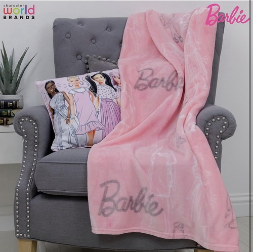 Barbie pink fleece sofa throw - barbie,