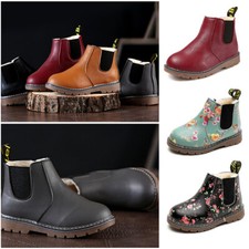 Child's Ankle Boots Boys Girls Winter Warm Snow Boots Chelsea Fur Lined Shoes