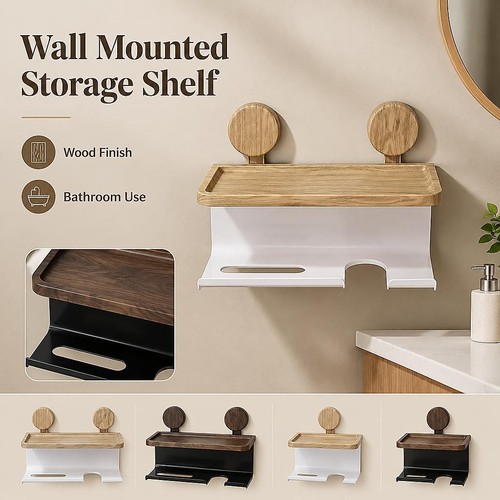 Wood grain bathroom wall - wood, shelf