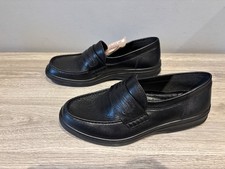 Ecco Soft Shoes Mens Black Leather Slip On Shoes Size 9 (43) New With Tags
