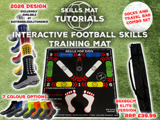 2026 Football Skills Interactive Training Mat - Travel Bag & Grip Socks 90x90CM